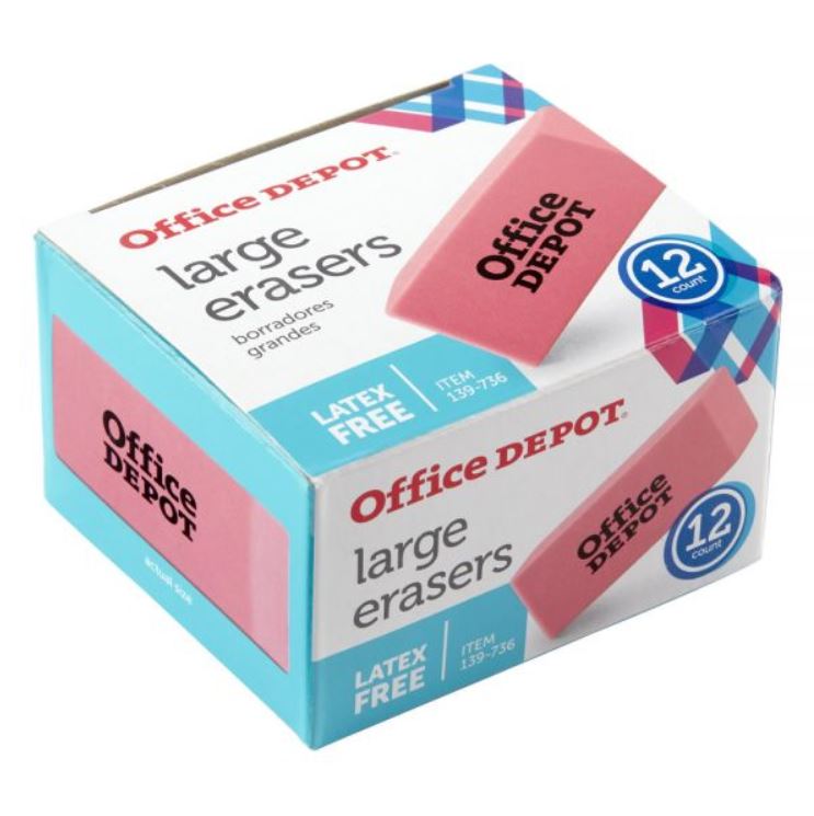TOP SELLER Pink Bevel Erasers, Large, Pack Of 12